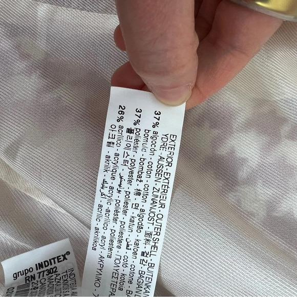 ZARA Luxury Ecru Red Collarless Long Sleeve Textured Houndstooth Jacket Size S - Picture 9 of 9